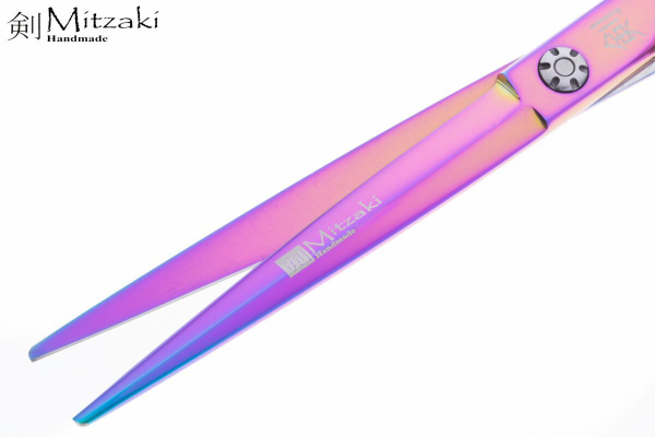 Mitzaki-rainbow700, 7.0 Zoll Haarschneideschere, für alle Schneidtechniken geeignet, titanium-colourierte Oberfläche, HOHLSCHLIFF